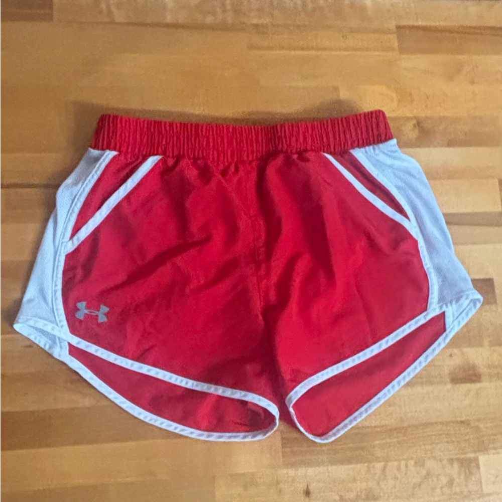 Under Armour Red and White Athletic Shorts